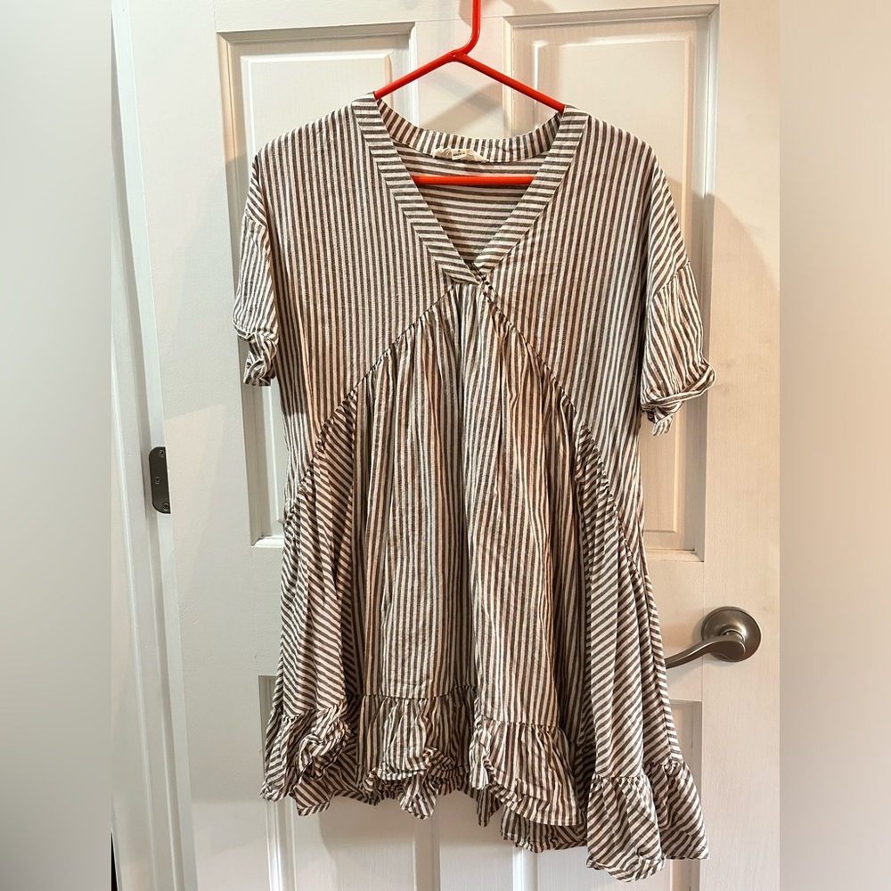 Striped cotton baby doll dress